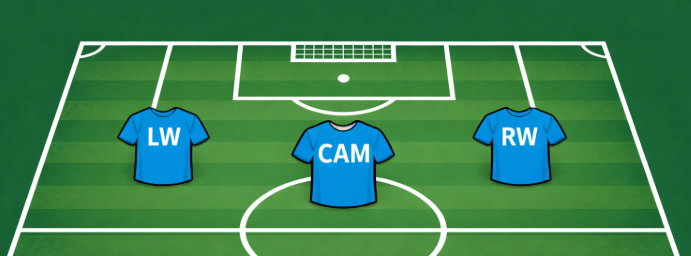 Attacking half pitch showing LW, CAM, RW